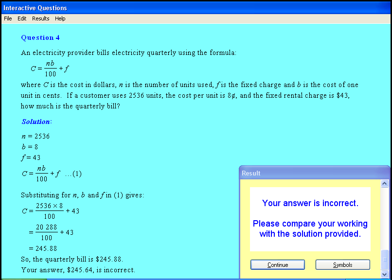 A linear equations and inequalities chapter screen shot.