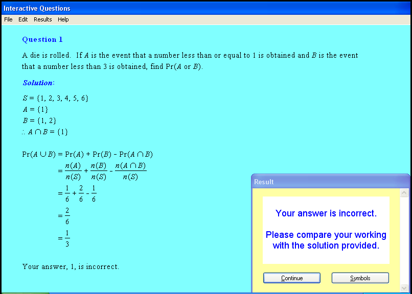 A probability chapter screen shot.