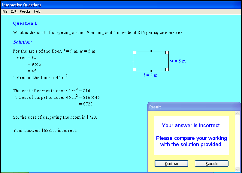 An area of plane figures chapter screen shot.