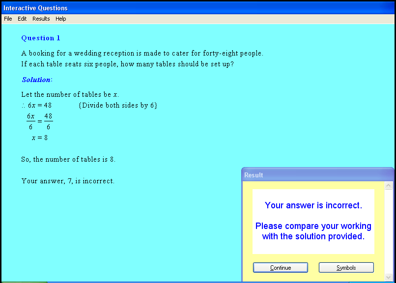An equations chapter screen shot.