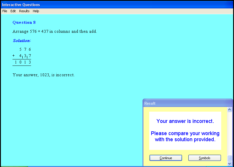 An arithmetic revision chapter screen shot.