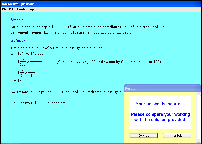 A consumer arithmetic chapter screen shot.