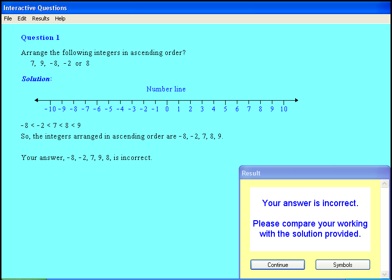 An integers chapter screen shot.