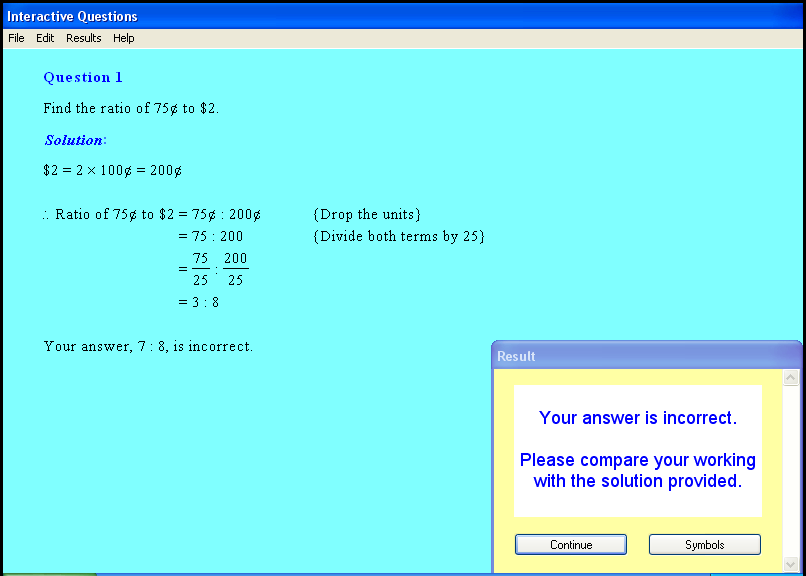 A ratios chapter screen shot.