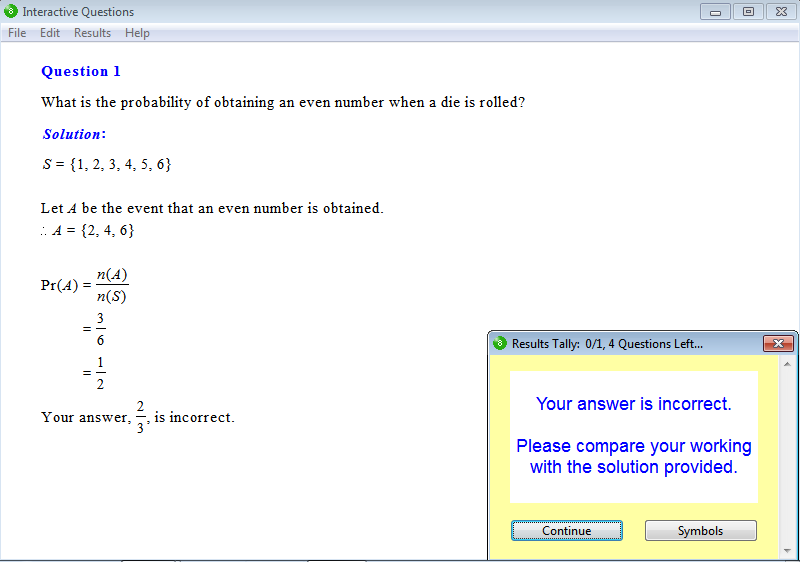 Solution for a question from Year 8 Interactive Maths, Chapter 16: Probability, Exercise 3: Probability.