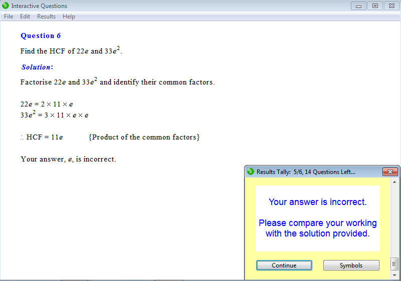 Solution for a question from Year 8 Interactive Maths, Chapter 4: Algebra, Exercise 21: Highest Common Factor of Algebraic Expressions.