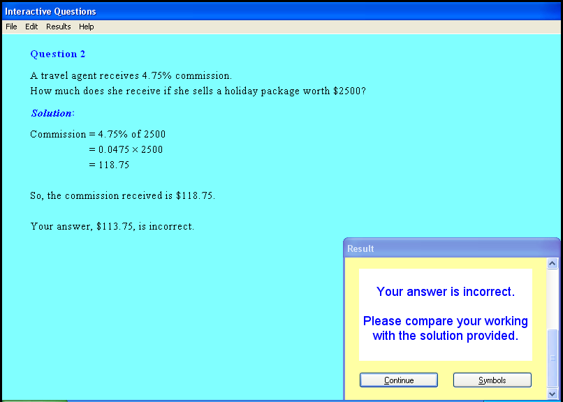 A consumer arithmetic chapter screen shot.