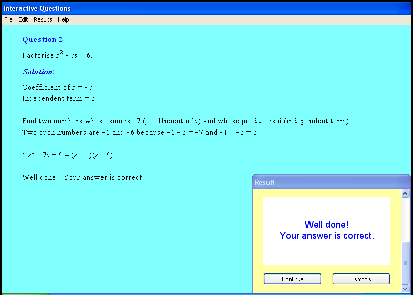 A factors chapter screen shot.