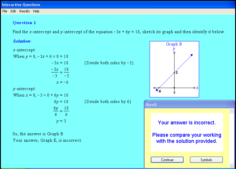 A linear graphs chapter screen shot.