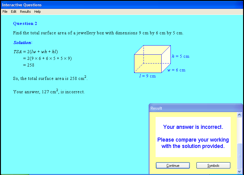 A measurement chapter screen shot.