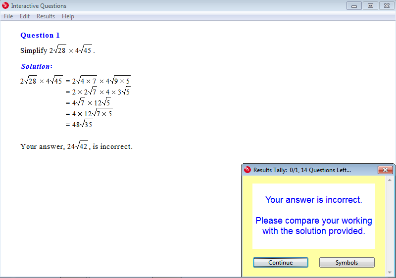 Solution for a question from Year 9 Interactive Maths, Chapter 7: Surds, Exercise 11: Multiplication of Surds.