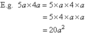 An example showing the multiplication of like terms.