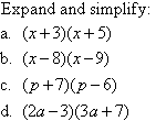 Example 5 involves expanding and simplifying binomial products.