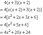Expanding 4(x + 3)(x + 2).