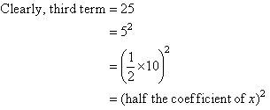 Clearly, the third term is (half the coefficent of x) squared.