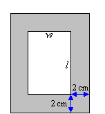 a picture with dimensions l and w has a 2 cm frame surrounding it.