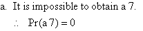 (a) It is impossible to obtain a 7. So, Pr(7) = 0