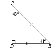 The two known angles in triangle DEF are 41 degrees and 49 degrees.