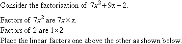 Factorise (factorize) the quadratic trinomial by experimenting with its linear factors using the cross multiplication method.