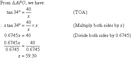 Sample Problems Of Angle Of Elevation And Depression With Solution