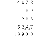 This solution shows the numbers carried to the next place value.