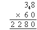 This solution shows 4 tens being carried to the tens place value.