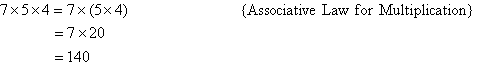The solution to Example 14 uses the Associative Law for Multiplication.