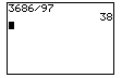 TI-83 Graphing Calculator screen of 3686/97=38