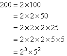 In index form, 200 is 2 cubed times 5 squared