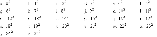 Find the value of these squares.