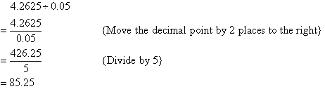 Move the decimal point 2 places to the right and divide by 5.