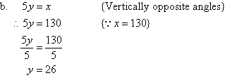 y = 26     {Vertically opposite angles}