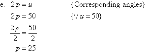 p = 25     {Corresponding angles}