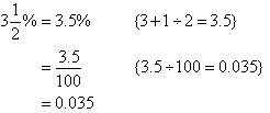 3 1/2% = 0.035