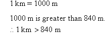 1 km > 840 m