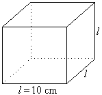 A cube of side-length 10 cm