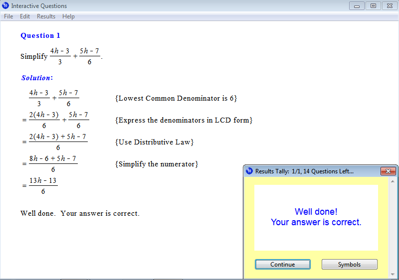 Solution for a question from Year 10 Interactive Maths, Chapter 11: Rational Expressions, Exercise 22: Addition and Subtraction of Algebraic Expressions.