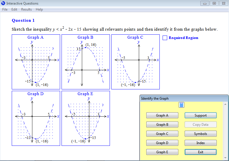 Question from Year 10 Interactive Maths, Chapter 13: Quadratic Graphs, Exercise 19: Sketching Quadratic Inequalities.