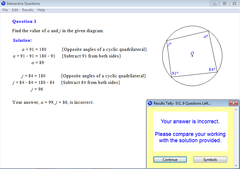 Solution for a question from Year 10 Interactive Maths, Chapter 6: Geometry, Exercise 23: Cyclic Quadrilaterals.