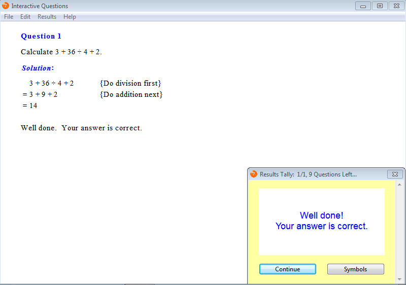 Solution for a question from Year 7 Interactive Maths, Chapter 1: Whole Numbers, Exercise 16: Order of Operations.