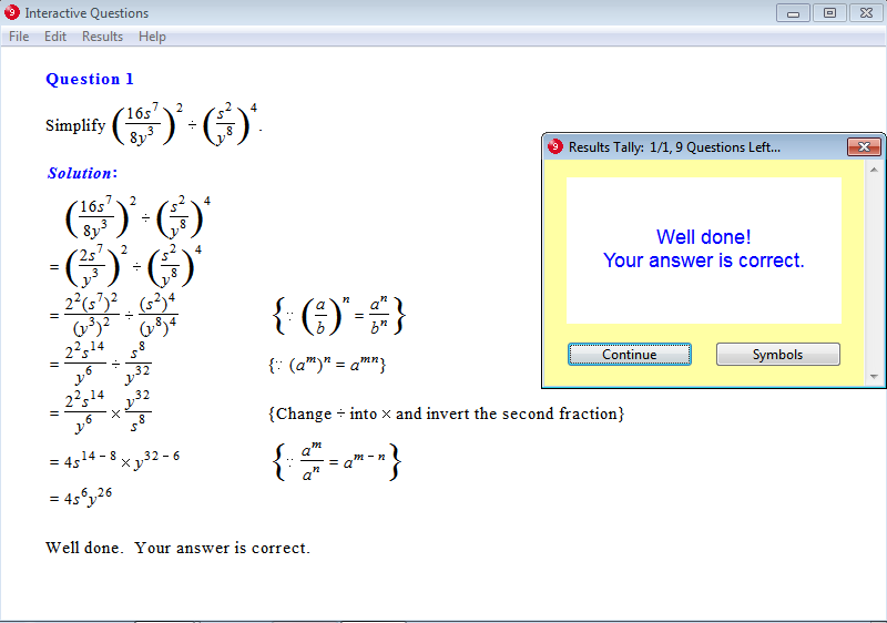 Solution for a question from Year 9 Interactive Maths, Chapter 6: Indices, Exercise 19: Index Law for Powers of Quotients.