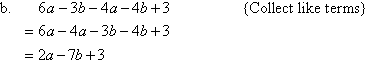 Collect like terms to simplify the algebraic expression in example 1b.