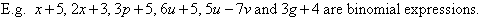 Examples of binomial expressions