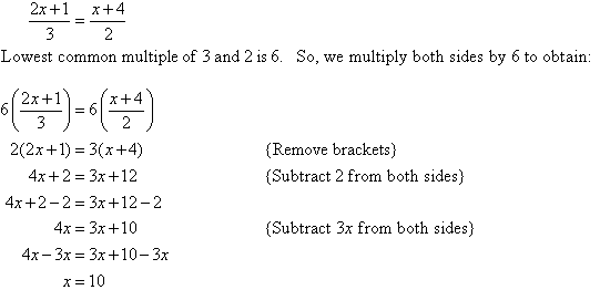 Equations Containing Fractions