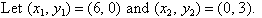 Let (x1, y1) = (6, 0) and (x2, y2) = (0, 3).