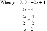 When y = 0, x = 2