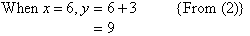 Using equation (2), we find when x = 6, y = 9.
