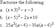 Factorise (Factorize) the following three expressions.