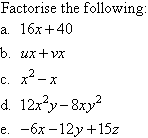 Factorise (Factorize) the following five expressions)