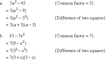 Take out the common factor and then apply the difference of two squares formula to factorise (factorize) two expressions.